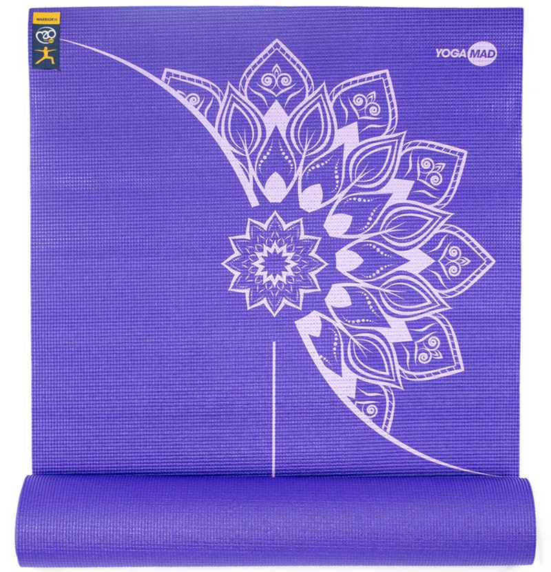 Fitness Mad Mandala Alignment Yoga Mat 4mm Purple w/Light Purple Print